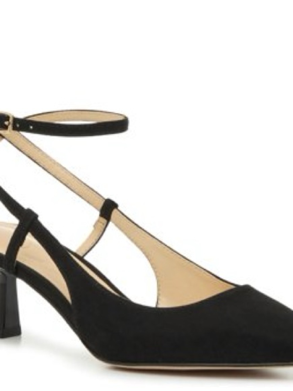 Jessica Simpson Black Ankle-Strap Pointed-Toe Pump